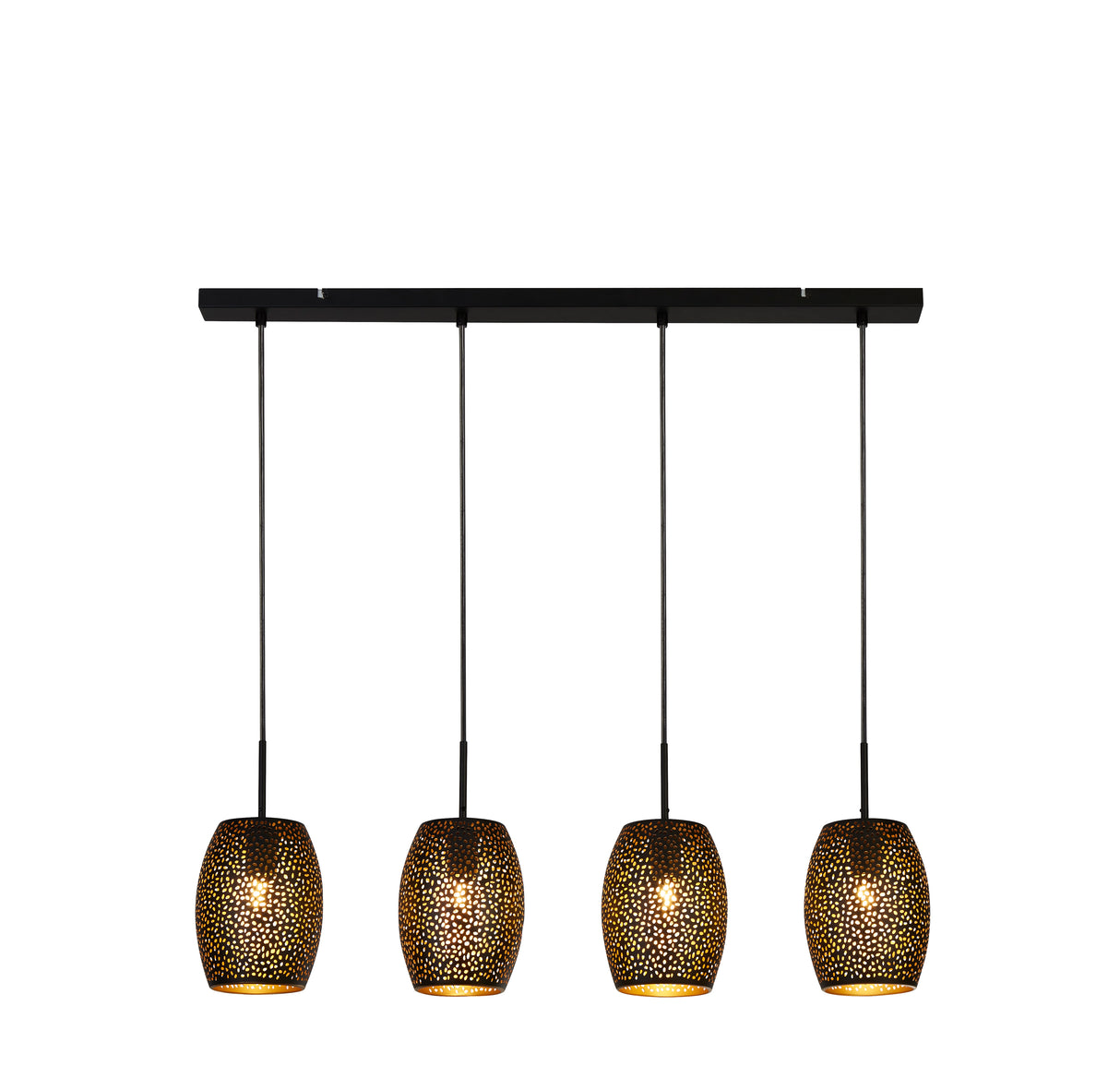 Laser 4Lt Bar Pendant - Black & Gold Laser Cut Metal