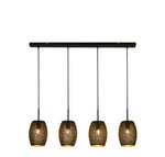 Laser 4Lt Bar Pendant - Black & Gold Laser Cut Metal