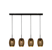 Laser 4Lt Bar Pendant - Black & Gold Laser Cut Metal