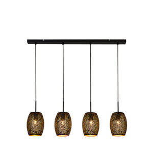 Laser 4Lt Bar Pendant - Black & Gold Laser Cut Metal