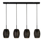 Searchlight Electric Laser 4Lt Bar Pendant - Black & Gold Laser Cut Metal 19231-4BGO