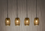 Searchlight Electric Laser 4Lt Bar Pendant - Black & Gold Laser Cut Metal 19231-4BGO