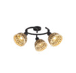 Lance 3Lt Round Spotlight - Black Metal & Bamboo Shade