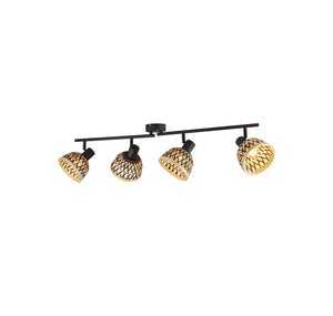 Lance 4Lt Spotlight Bar - Black Metal & Bamboo Shade