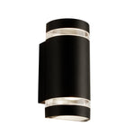 Sheffield Outdoor 2Lt Wall Light - Black, Glass & Polycarb
