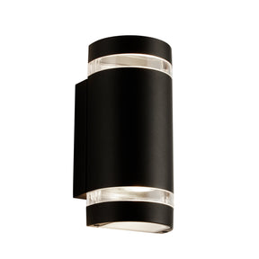 Sheffield Outdoor 2Lt Wall Light - Black, Glass & Polycarb