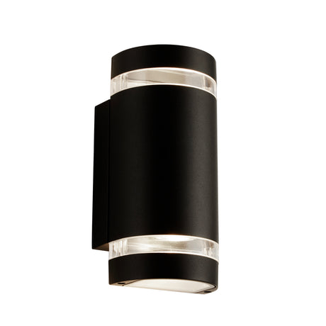 Sheffield Outdoor 2Lt Wall Light - Black, Glass & Polycarb