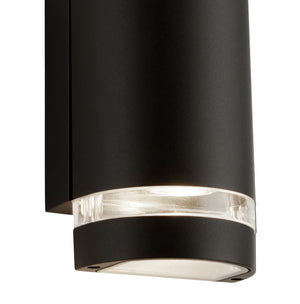 Searchlight Electric Sheffield Outdoor 2Lt Wall Light - Black, Glass & Polycarb 2002-2BK-LED
