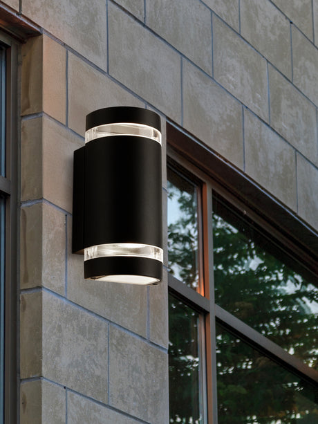 Searchlight Electric Sheffield Outdoor 2Lt Wall Light - Black, Glass & Polycarb 2002-2BK-LED