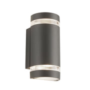 Sheffield Outdoor 2Lt Wall Light - Grey, Glass & Polycarb