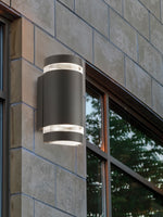 Searchlight Electric Sheffield Outdoor 2Lt Wall Light - Grey, Glass & Polycarb 2002-2GY-LED
