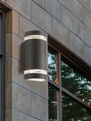 Searchlight Electric Sheffield Outdoor 2Lt Wall Light - Grey, Glass & Polycarb 2002-2GY-LED