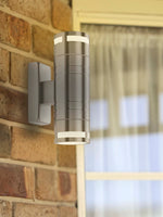 Searchlight Electric Metro Outdoor Wall Light - Stainless Steel Metal & Glass 2018-2-LED