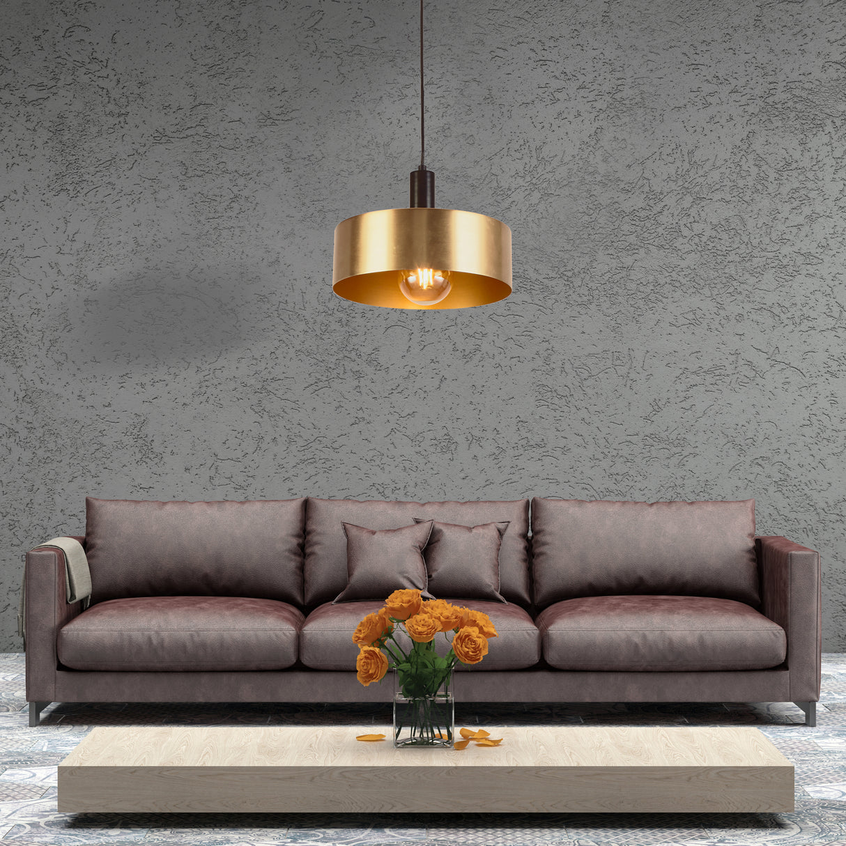 Searchlight Electric Knox Pendant - Black & Gold Metal 20223-1GO