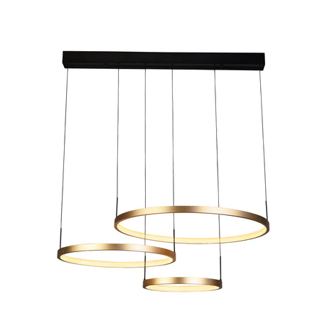 Grace 3 Ring Pendant - Black & Gold Metal
