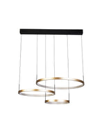 Searchlight Electric Grace 3 Ring Pendant - Black & Gold Metal 20227-3GO