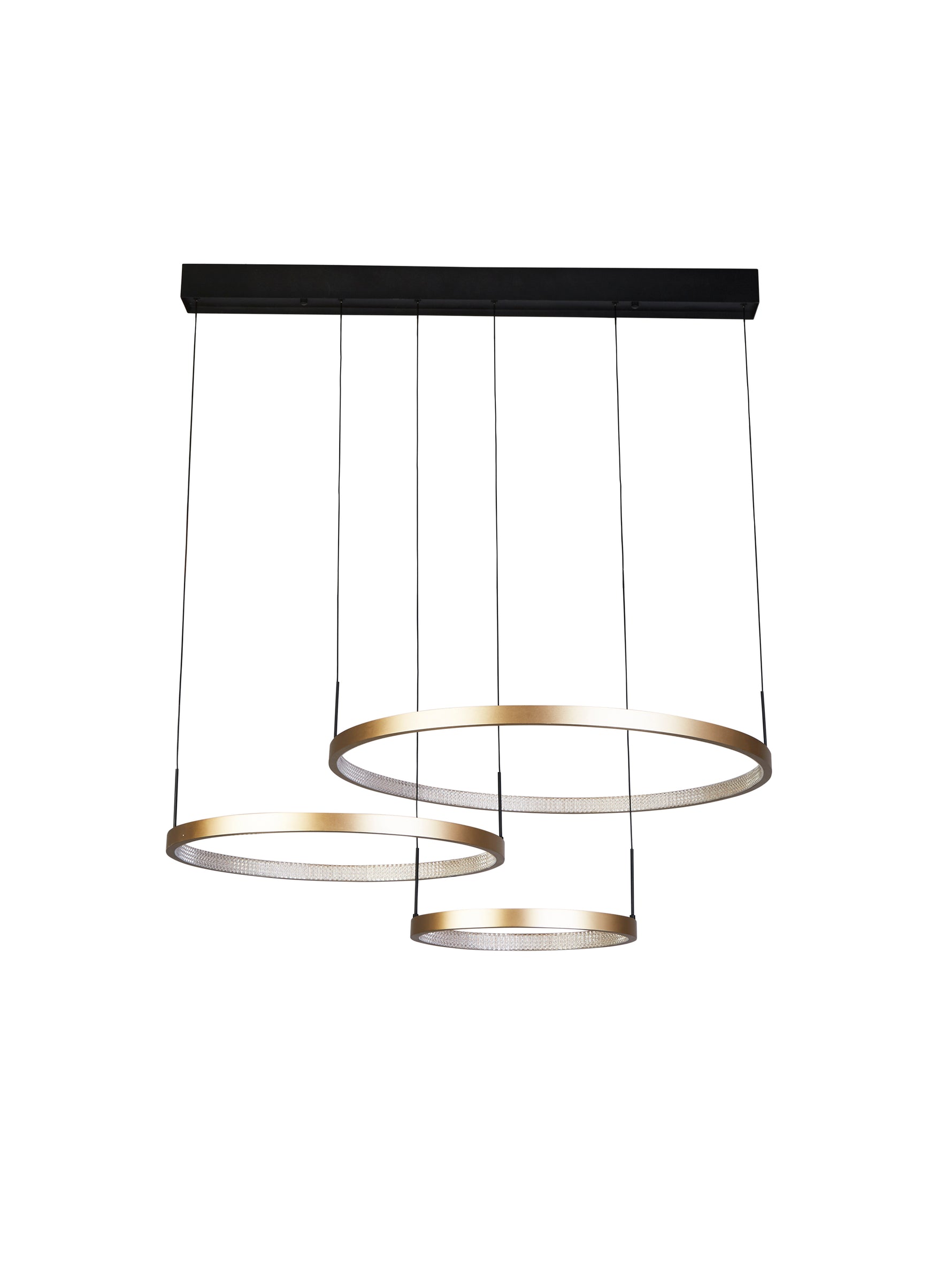 Searchlight Electric Grace 3 Ring Pendant - Black & Gold Metal 20227-3GO