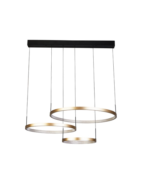 Searchlight Electric Grace 3 Ring Pendant - Black & Gold Metal 20227-3GO