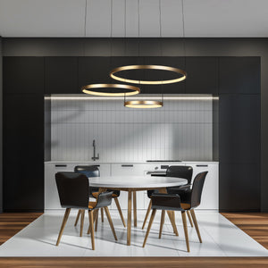 Searchlight Electric Grace 3 Ring Pendant - Black & Gold Metal 20227-3GO