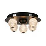 Asteroid LED Flush, Black Metal with Clear Acrylic Balls