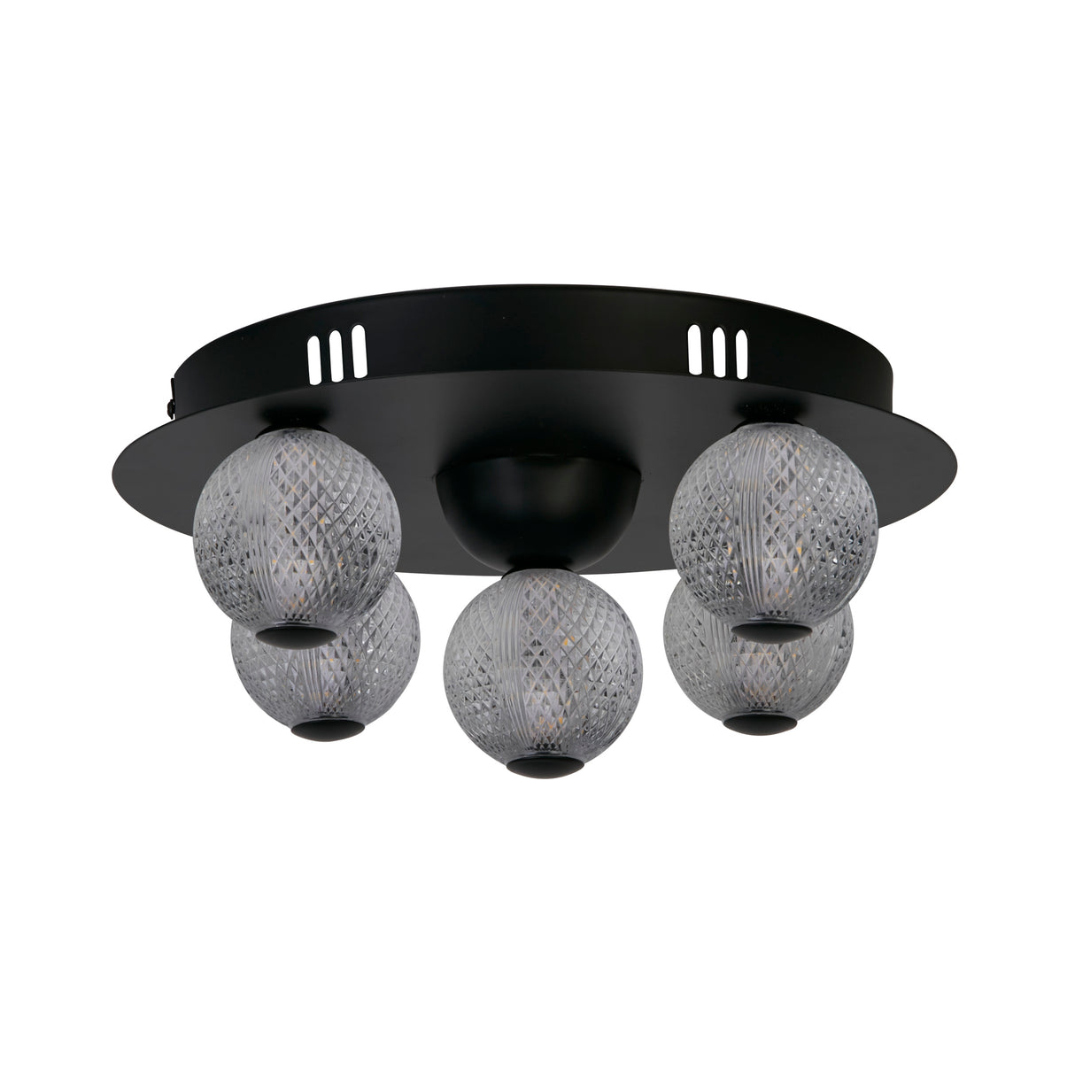 Searchlight Electric Asteroid LED Flush, Black Metal with Clear Acrylic Balls 20923BK
