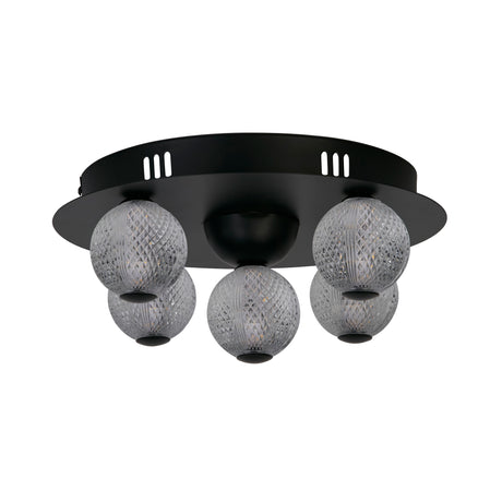 Searchlight Electric Asteroid LED Flush, Black Metal with Clear Acrylic Balls 20923BK