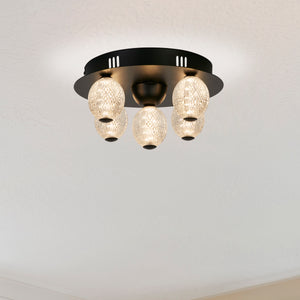 Searchlight Electric Asteroid LED Flush, Black Metal with Clear Acrylic Balls 20923BK