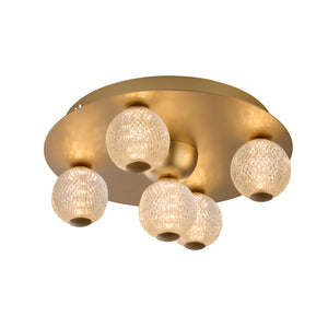 Asteroid Led Flush,Gold Metal with Clear Acrylic Balls