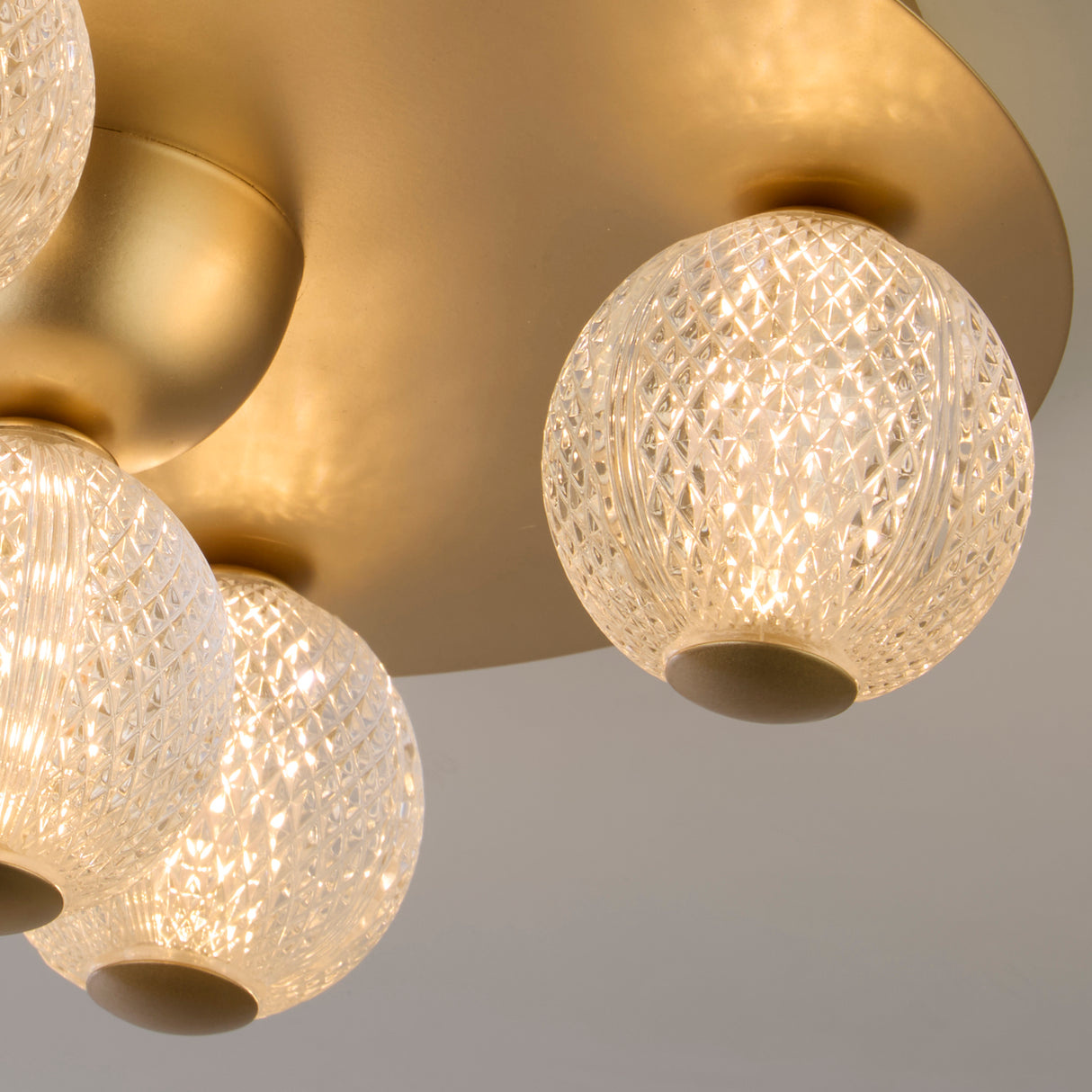 Searchlight Electric Asteroid Led Flush,Gold Metal with Clear Acrylic Balls 20923GO
