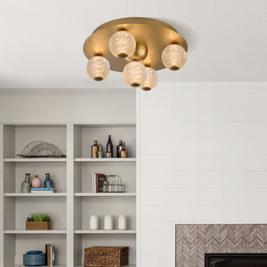 Searchlight Electric Asteroid Led Flush,Gold Metal with Clear Acrylic Balls 20923GO