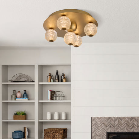Searchlight Electric Asteroid Led Flush,Gold Metal with Clear Acrylic Balls 20923GO