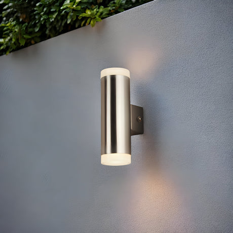 Searchlight Electric Metro Outdoor Wall Light - Satin Silver Metal & Glass 2100SN