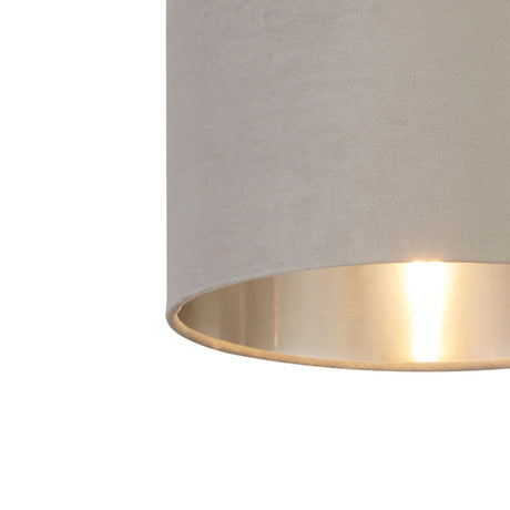 Searchlight Electric Drum Shade - Light Grey Velvet with Silver Inner Dia.28cm 21027GY