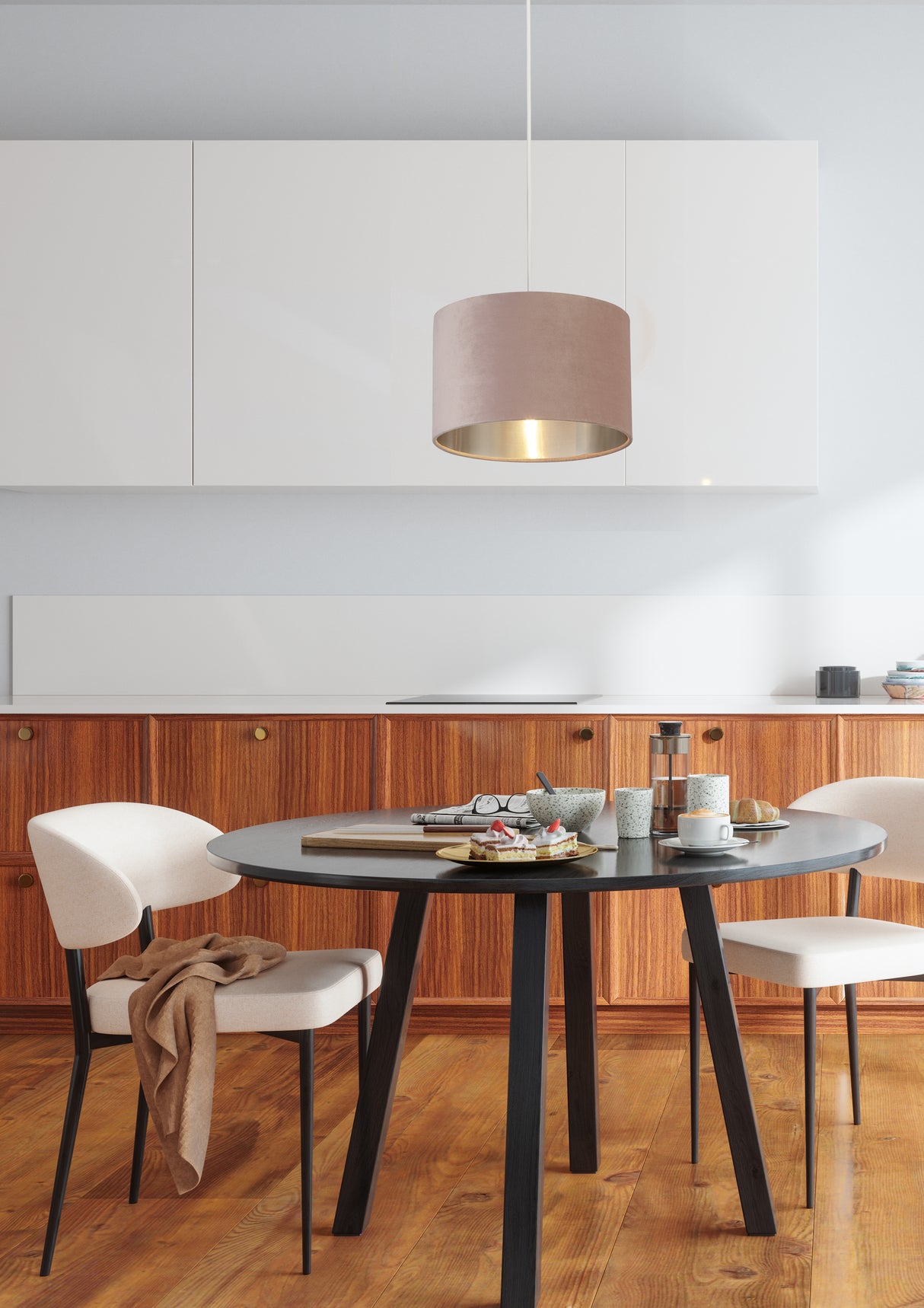 Searchlight Electric Drum Shade - Pink Velvet with Silver Inner Dia.28cm 21027PI