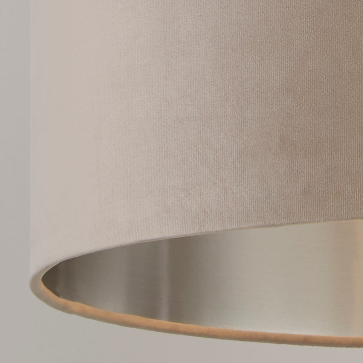 Searchlight Electric Drum Shade - Taupe Velvet with Silver Inner Dia.28cm 21027TA