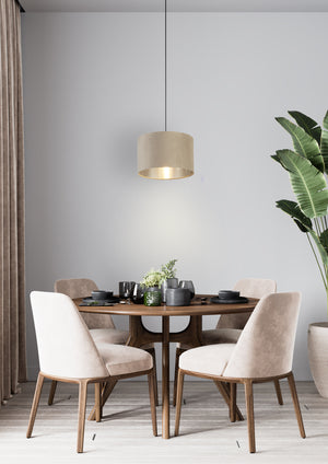 Searchlight Electric Drum Shade - Taupe Velvet with Silver Inner Dia.28cm 21027TA