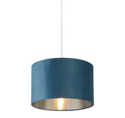 Drum Shade - Teal Velvet with Silver Inner Dia.28cm