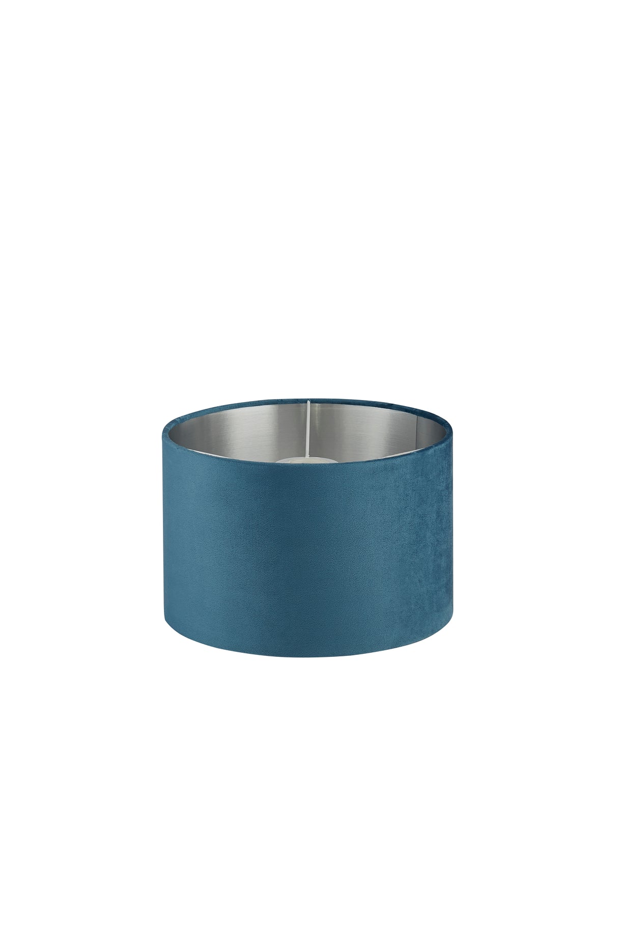 Searchlight Electric Drum Shade - Teal Velvet with Silver Inner Dia.28cm 21027TE