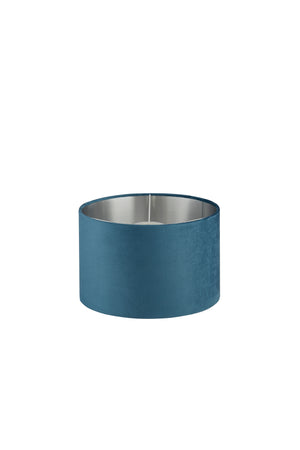Searchlight Electric Drum Shade - Teal Velvet with Silver Inner Dia.28cm 21027TE