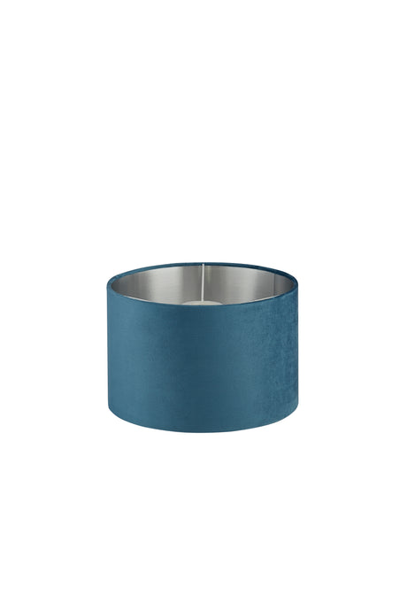Searchlight Electric Drum Shade - Teal Velvet with Silver Inner Dia.28cm 21027TE
