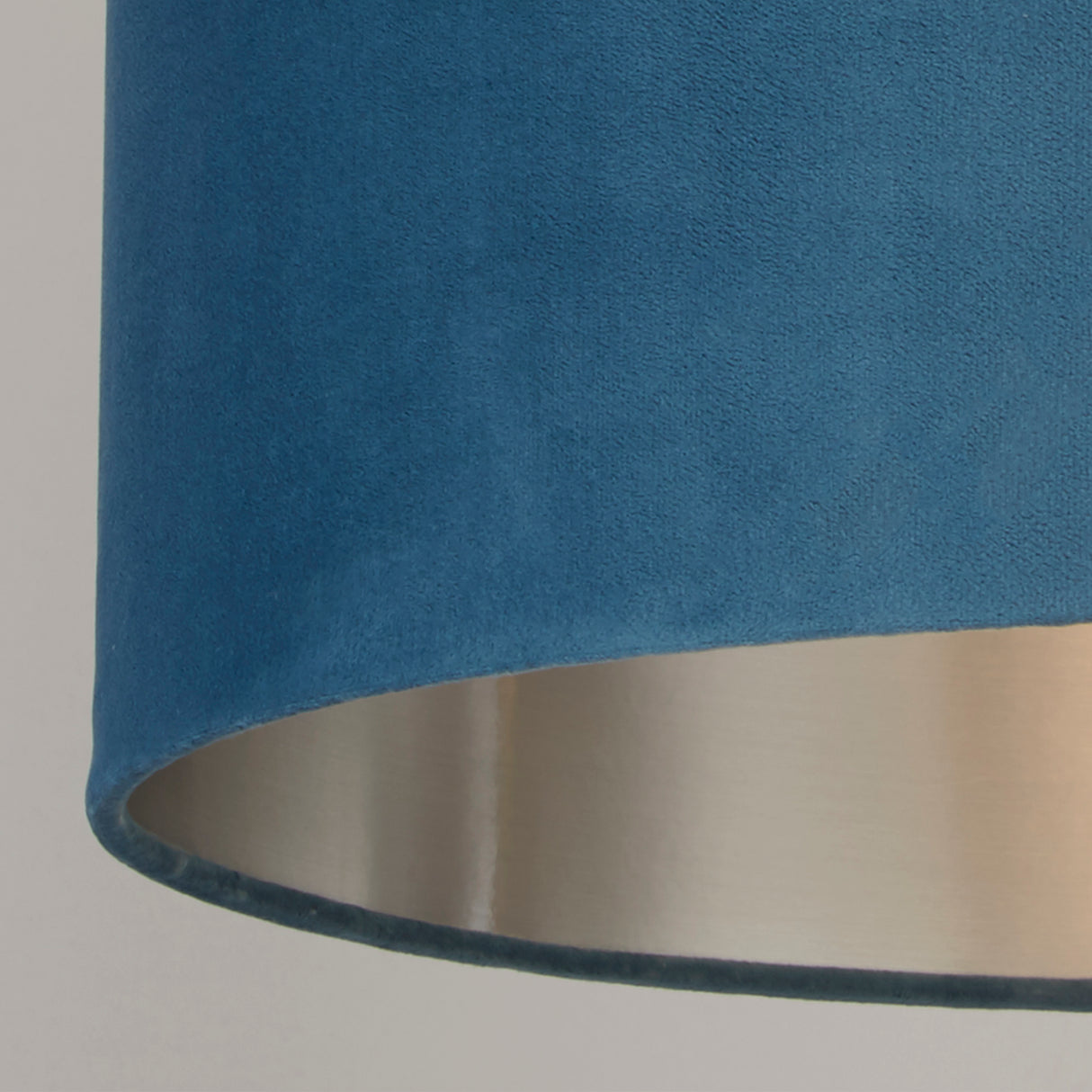 Searchlight Electric Drum Shade - Teal Velvet with Silver Inner Dia.28cm 21027TE