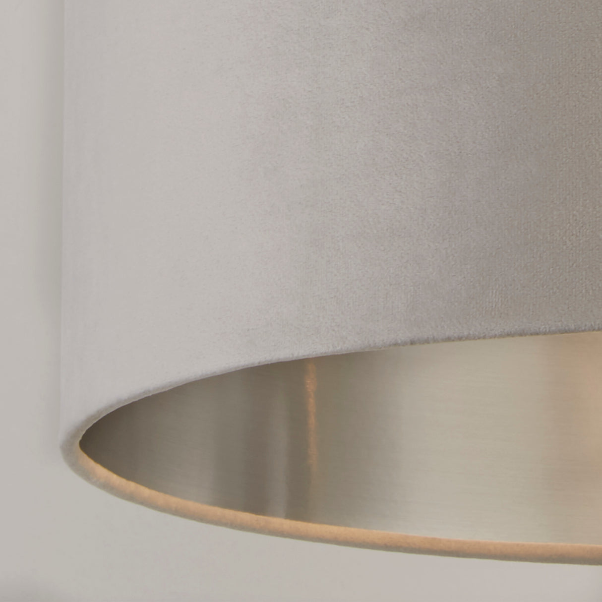 Searchlight Electric Drum Shade - Light Grey Velvet with Silver Inner Dia.38cm 21035GY