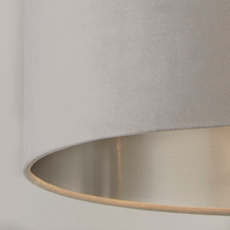 Searchlight Electric Drum Shade - Light Grey Velvet with Silver Inner Dia.38cm 21035GY