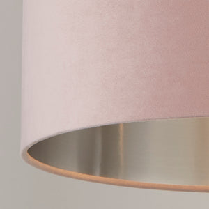 Searchlight Electric Drum Shade - Pink Velvet With Silver Inner Dia.38cm 21035PI