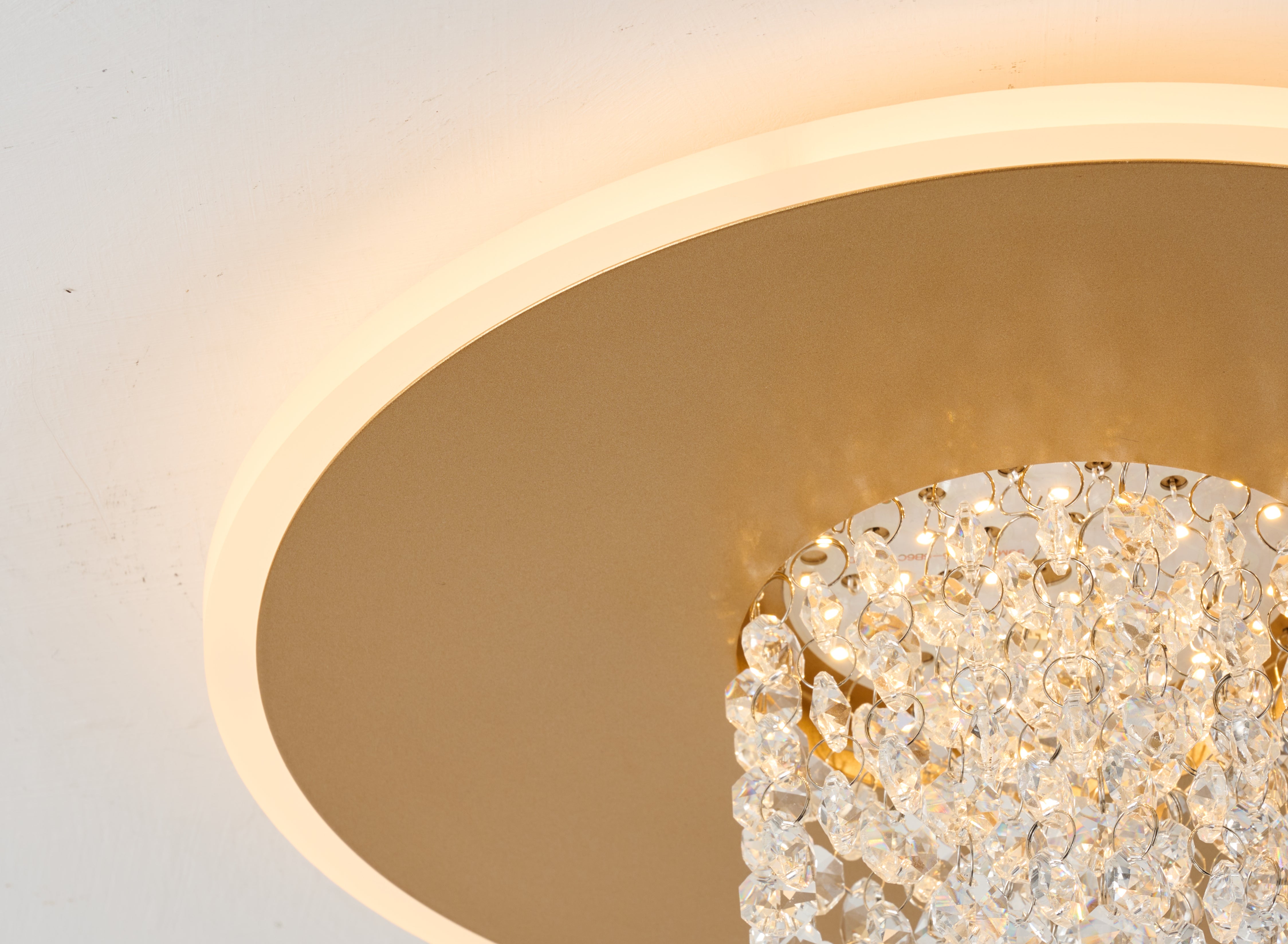 Searchlight Electric Deluge LED Flush, Gold Metal with Crystal Glass 21126-32GO