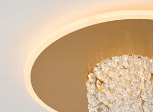 Searchlight Electric Deluge LED Flush, Gold Metal with Crystal Glass 21126-32GO