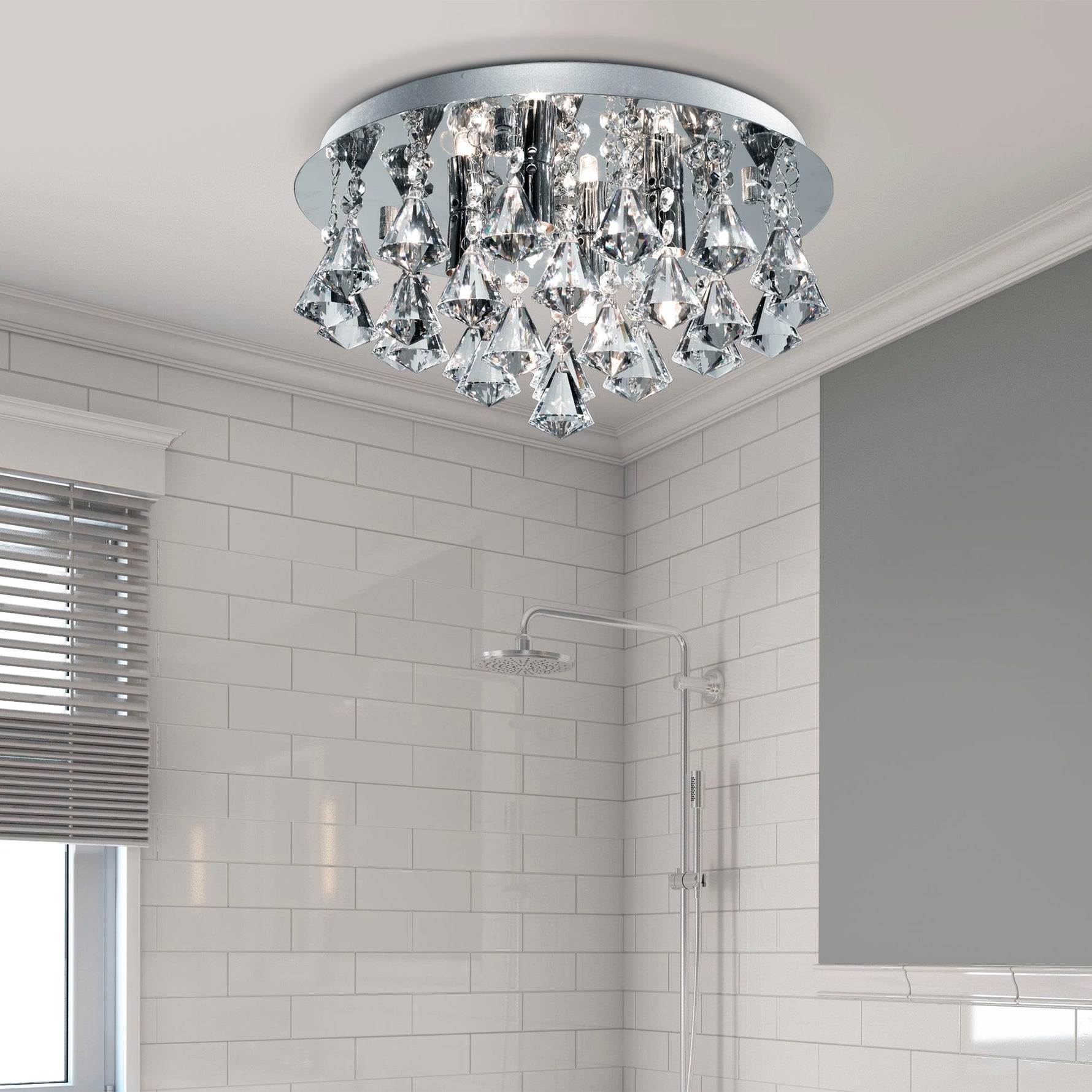 Searchlight Electric Hanna 4Lt Flush - Chrome Metal & Clear Crystal 2204-4CC