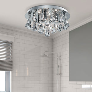 Searchlight Electric Hanna 4Lt Flush - Chrome Metal & Clear Crystal 2204-4CC