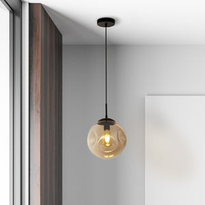 Searchlight Electric Punch Pendant - Black Metal & Champagne Punched Glass 22123-1BK