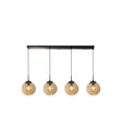 Punch 4Lt Bar Pendant- Black Metal & Champagne Punched Glass